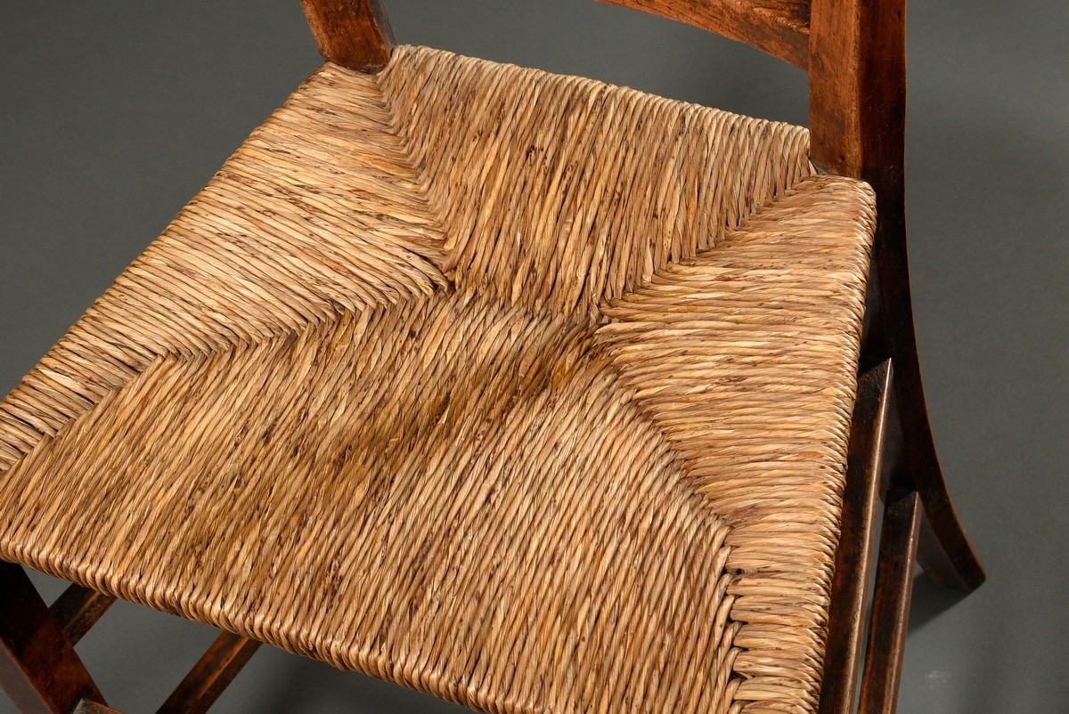 Pair of French farmhouse chairs with original wicker seats and carved ears of corn in the backrest, - Image 3 of 6