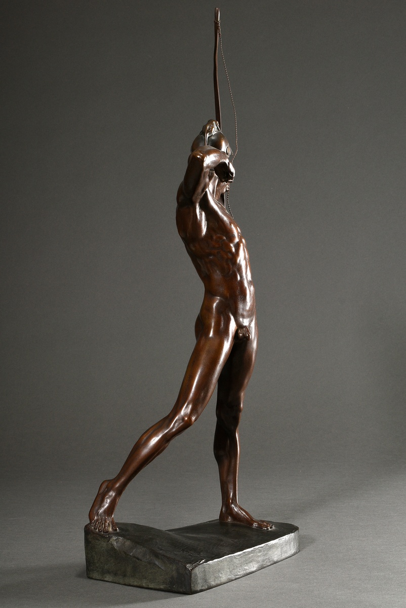 Geyger, Ernst Moritz (1861-1941) "Archer", patinated bronze, sign./inscr. "E.M. Geyger fec." on the - Image 7 of 12