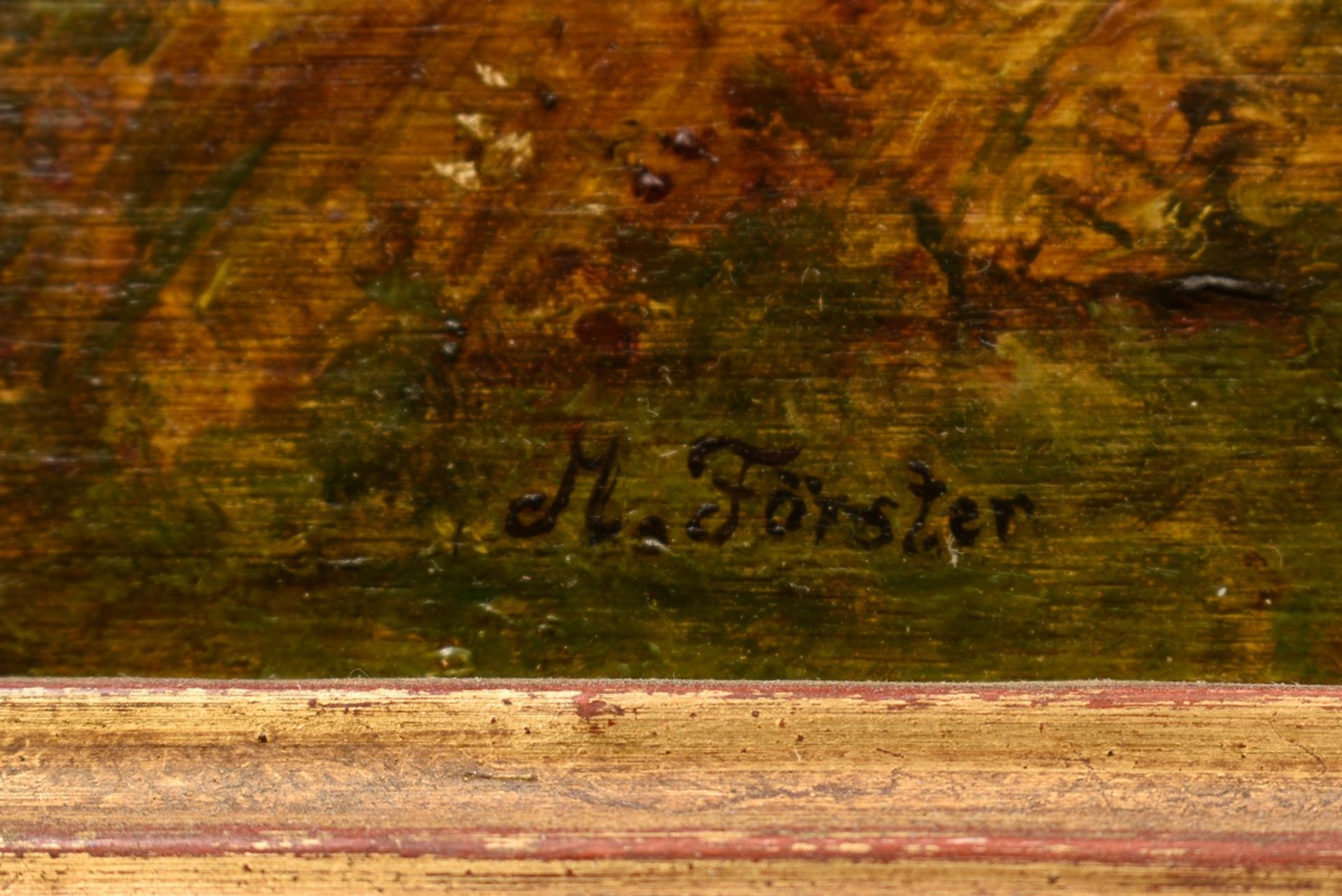 Förster, M. (Maler des frühen 20.Jh.) "Landschaft mit Gehöft", Öl/Holz, u. sign., 21,5x28cm (m.R. 3 - Bild 3 aus 5