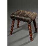 Small stool with turned legs and rectangular horsehair cushion, England 19th century, 30x32x23cm