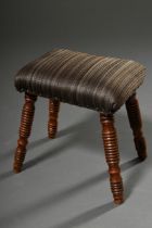 Small stool with turned legs and rectangular horsehair cushion, England 19th century, 30x32x23cm