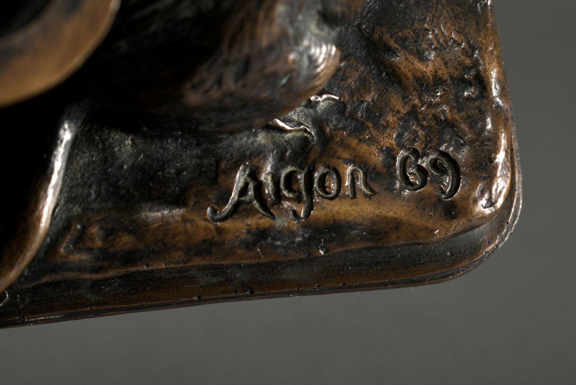 Aigon, Antonin (1837-1885) "Zwei Ratten mit Ei" 1869,  Bronze, vorne bez.: "Les Deux Rats & L'oeuf  - Bild 4 aus 6