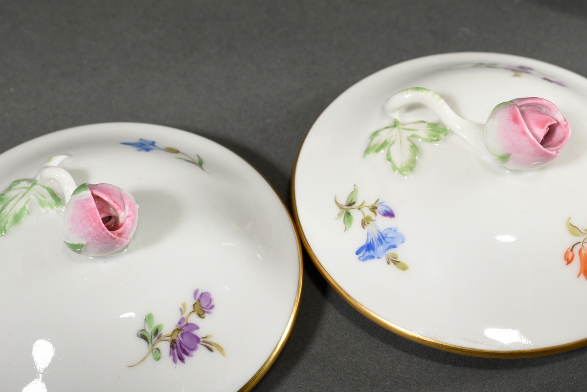 3 Pieces Meissen: Mocha cup/ saucer with relief flowers (h. 4cm, 1 blossom chip.) and 2 Trembleuse  - Image 6 of 8