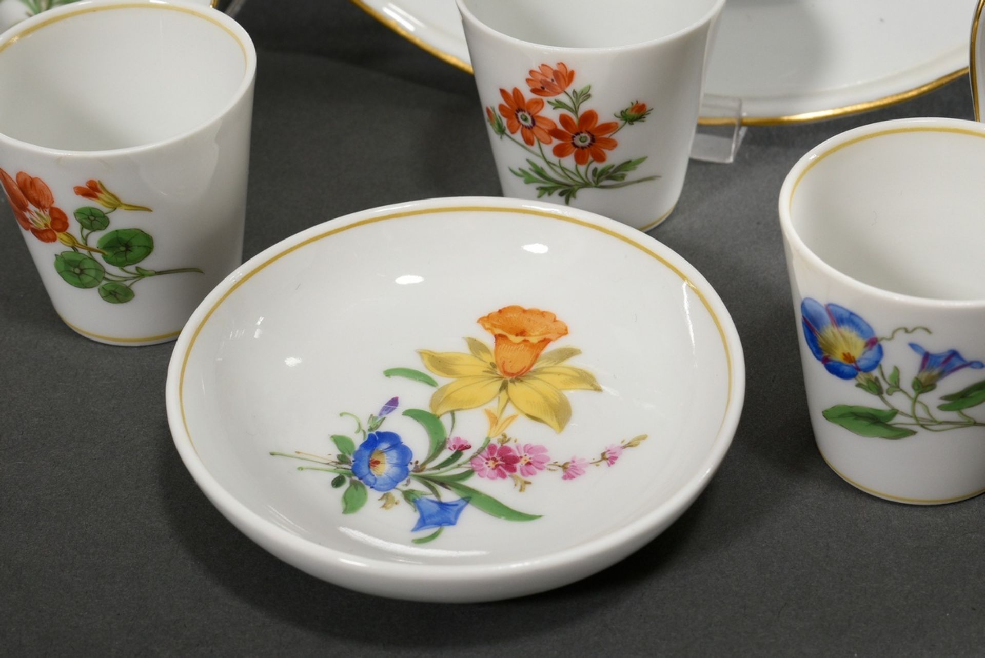 11 Various pieces Meissen "German Flower" with gold staffage and yellow rim (war painting), 1924-19 - Image 2 of 6