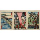 3 Miscellaneous woodblock prints from Tôkaidô Meisho fûkei (Famous Views of Tôkaido): Utagawa Yoshi