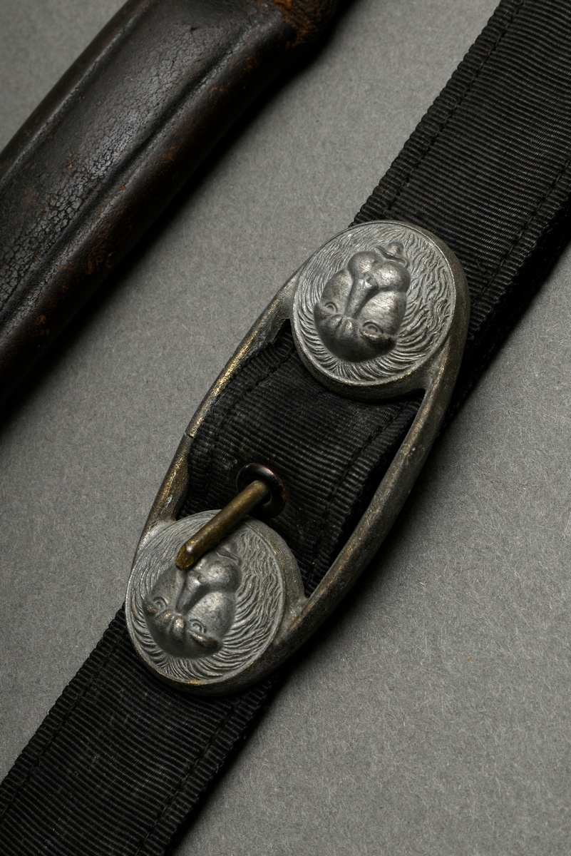 Prussian lion head sabre for the navy, bright damascus blade, maker's mark "W.K.&C." and two marks, - Image 8 of 17