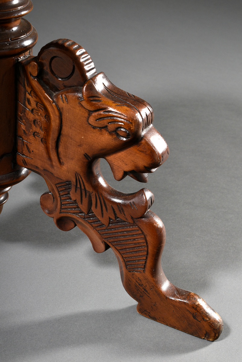 Swivelling historicism piano stool with leather upholstery and carved griffin heads, h. 49cm, Ø 54c - Image 3 of 5