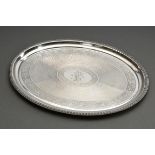 Oval Historicism tray with guilloché decoration between floral friezes and geometric relief rim, ce