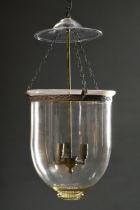 Große Glas Ampel "Stall Laterne" in Metall Montierung nach klassischem Vorbild, elektrifiziert, H.