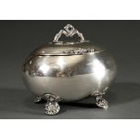 Oval late Biedermeier sugar bowl on 4 feet with sculpted branch handle, MM: M, silver 12 lot gilded