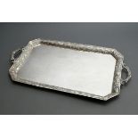 Large octagonal tray with garland decoration and vegetal handles, 1st half 20th century, silver 800