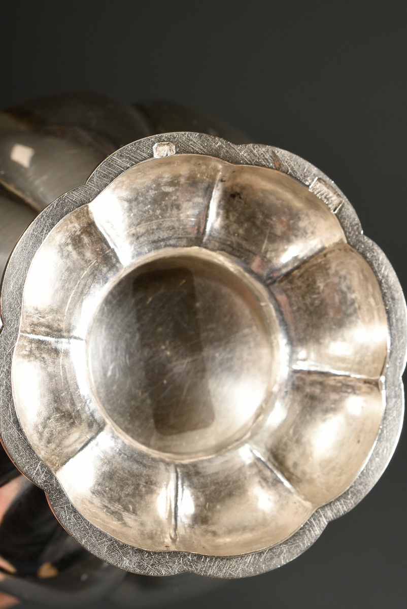 Spätbiedermeier Milchgießer mit bombiertem Korpus und ornamentalem Ohrenhenkeln, MZ: Spille, Silber - Bild 3 aus 4