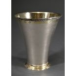 Small conical cup with ornamentally engraved vermeil rim and monogram "MES", Mark: Otto Henrik Sjöb