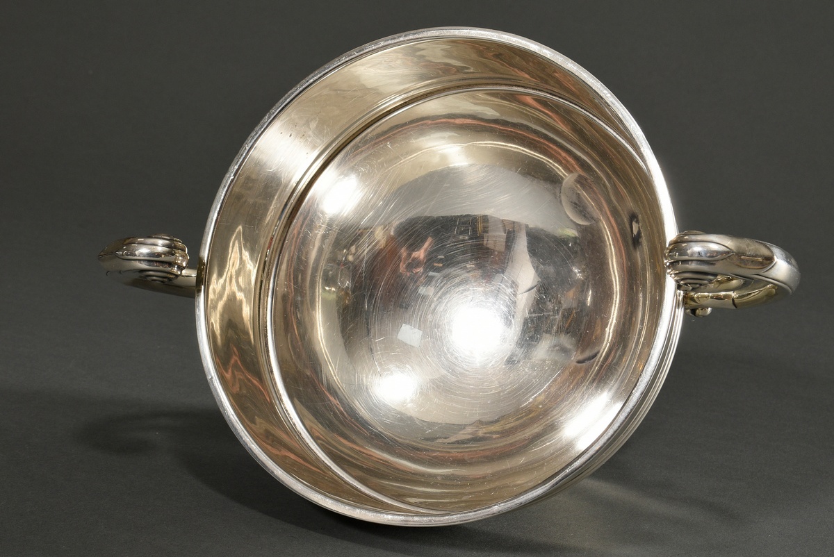 Punchbowl on round base with volute handles, MM: Walker & Hall, Sheffield 1919, silver 925, 748g, 1 - Image 2 of 3