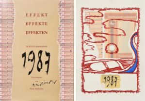 Alechinsky, Pierre (*1927) Mappe "Effekt-Effekte-Effekten" 1987, Farboffsetlithographie, 6 sign. Mo