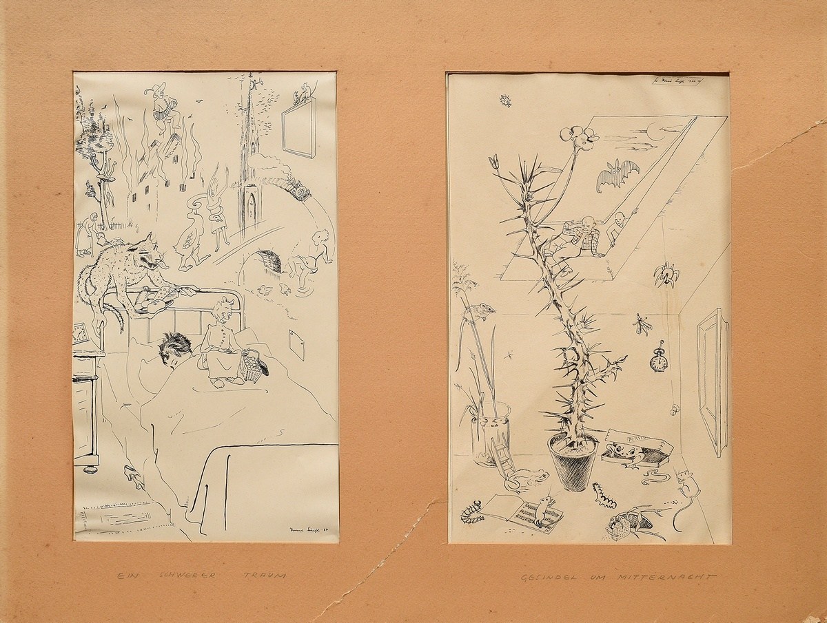 2 Bichl, Toni (early 20th c.) 'A Difficult Dream' and 'Riff-raff at Midnight' 1934, ink, each sign.