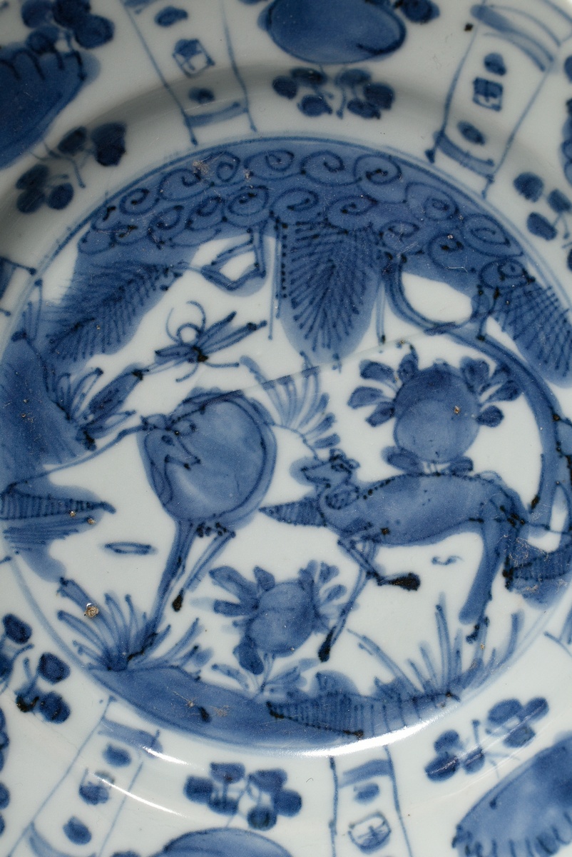 3 Various pieces of Chinese export porcelain with blue painting decoration: 2 plates (Ø 20/20.5cm)  - Image 10 of 11