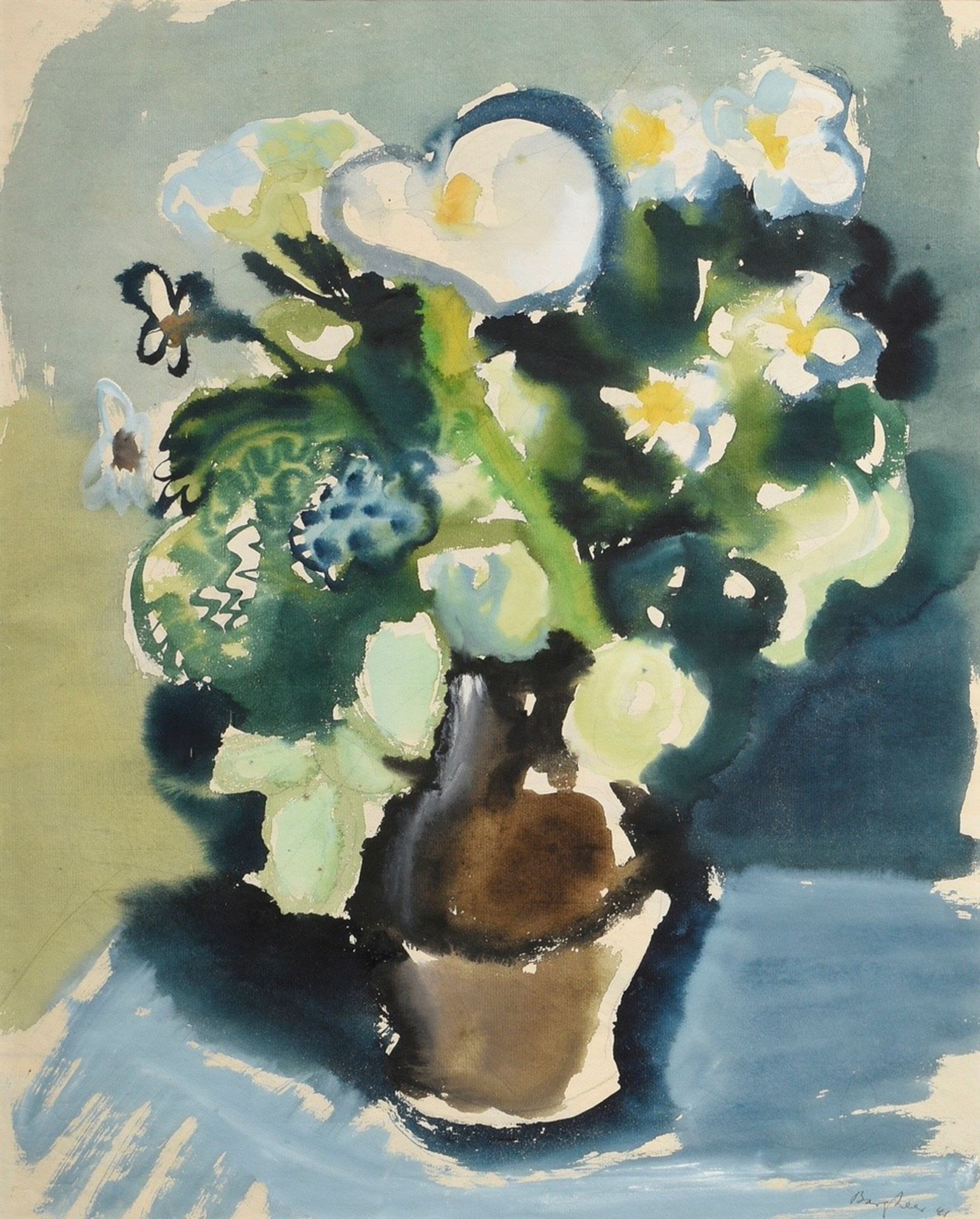 Bargheer, Eduard (1901-1979) "Blumenstillleben in Vase" 1941, Aquarell/Bleistift, u.r. sign./dat., 