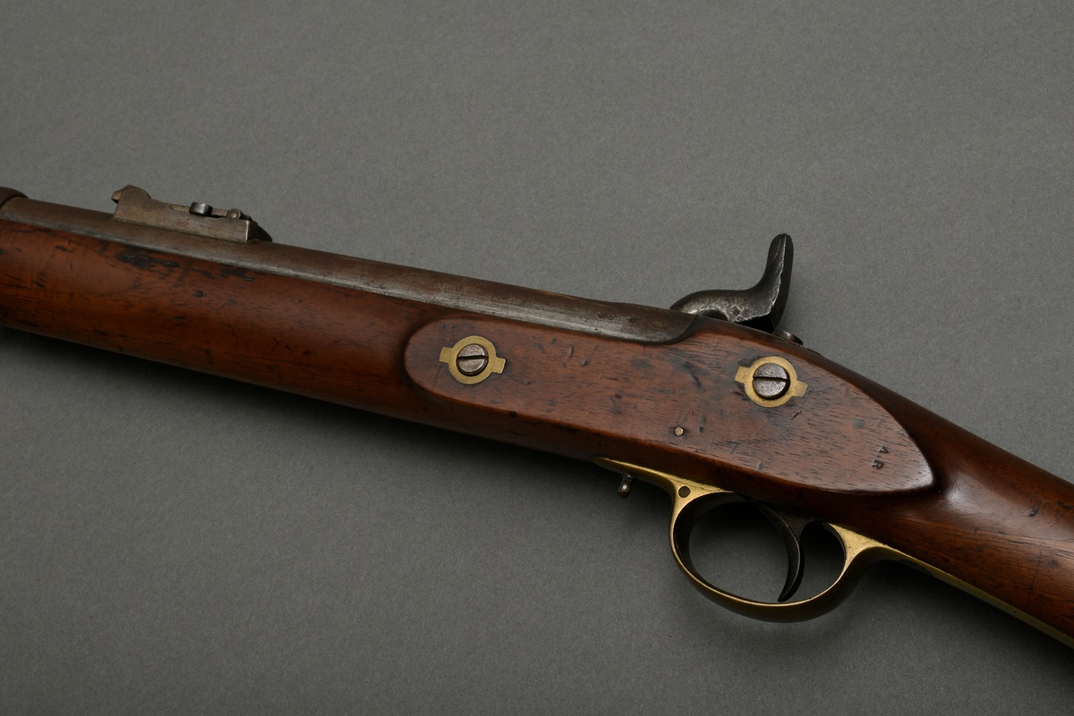 Percussion rifle, marked "Dresse. Ancion Laloux & Cie A Liege", walnut full stock, brass and iron,  - Image 3 of 14