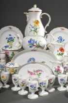 54 Teile Meissen Frühstücksservice "Deutsche Blume", nach 1950, bestehend aus: 1 Kaffeekanne (H. 24