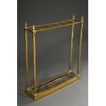 Brass umbrella stand in simple rectangular shape with black lacquered drip tray, around 1900, 62.5x