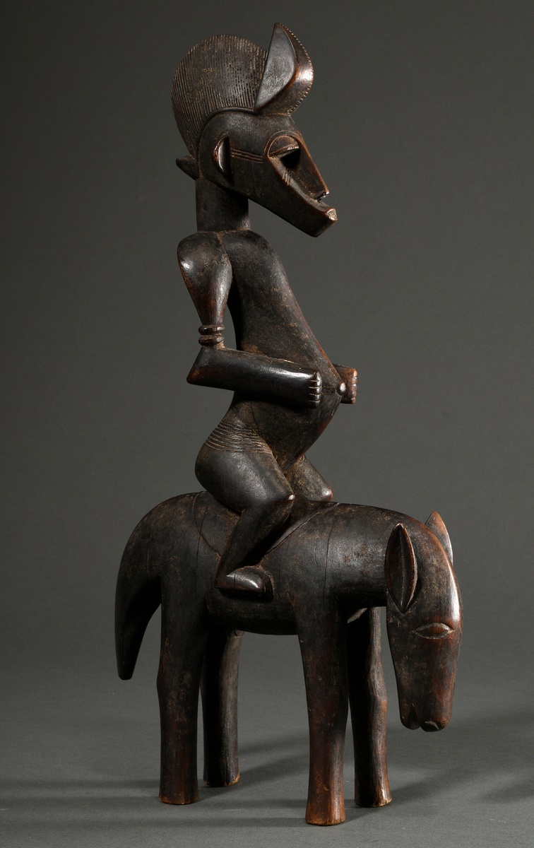 Equestrian figure in Senufo style, West Africa/ Ivory Coast, 2nd half 20th c., h. 44cm, signs of ag - Image 4 of 13