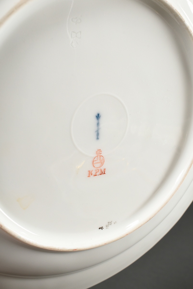 2 Various pieces KPM plate (Ø 24.5cm) and cup/ saucer (h. 7.5cm) with polychrome flower painting an - Image 6 of 6