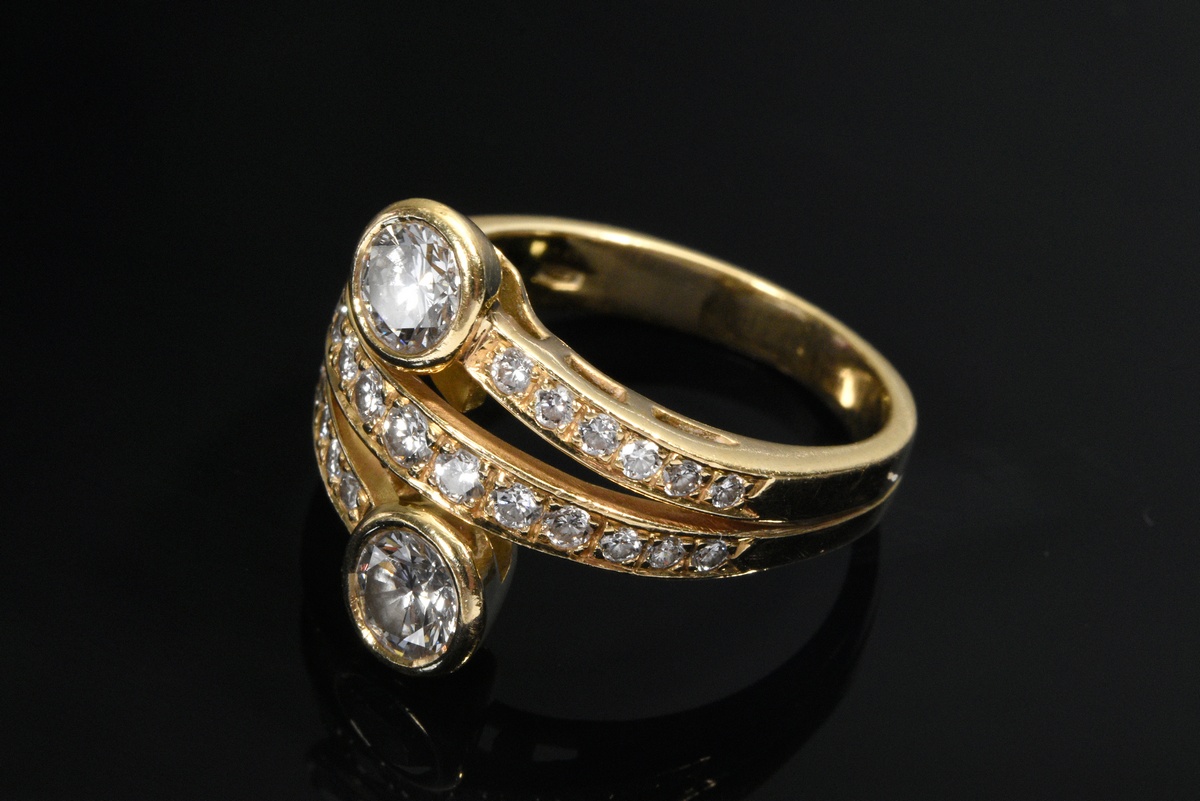 Yellow gold 750 Toi-et-Moi ring with diamonds (approx. 1.10ct/VSI/W), 6.4g, size 53 - Image 3 of 3
