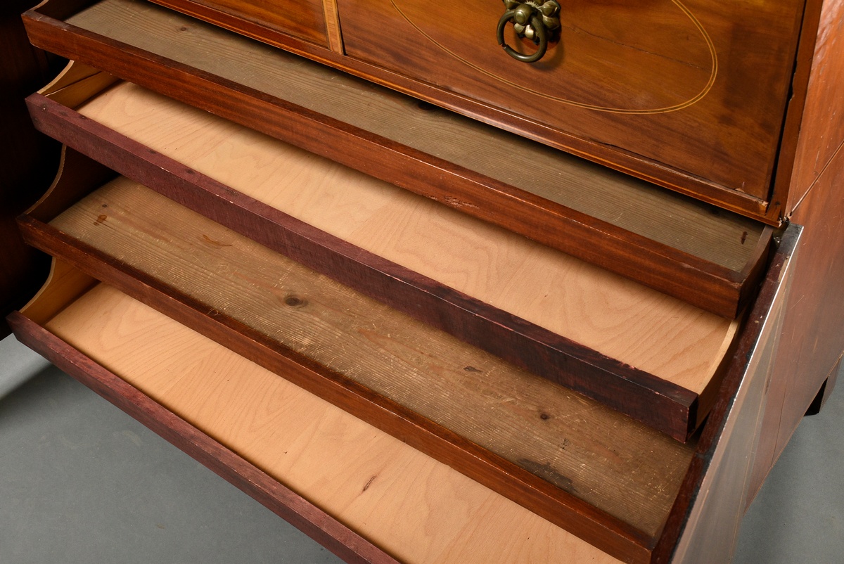 Top-mounted chest of drawers in austere façon with pointed arch bracing over green glass, upper dra - Image 9 of 13