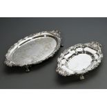 2 Various pieces of heavy tableware after an old model with sculptural ornamental rim on paw feet, 