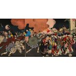 Toyohara (Yôshû) Chikanobu (1838-1912) "Evacuation of Court Ladies by Fire", colour woodblock print