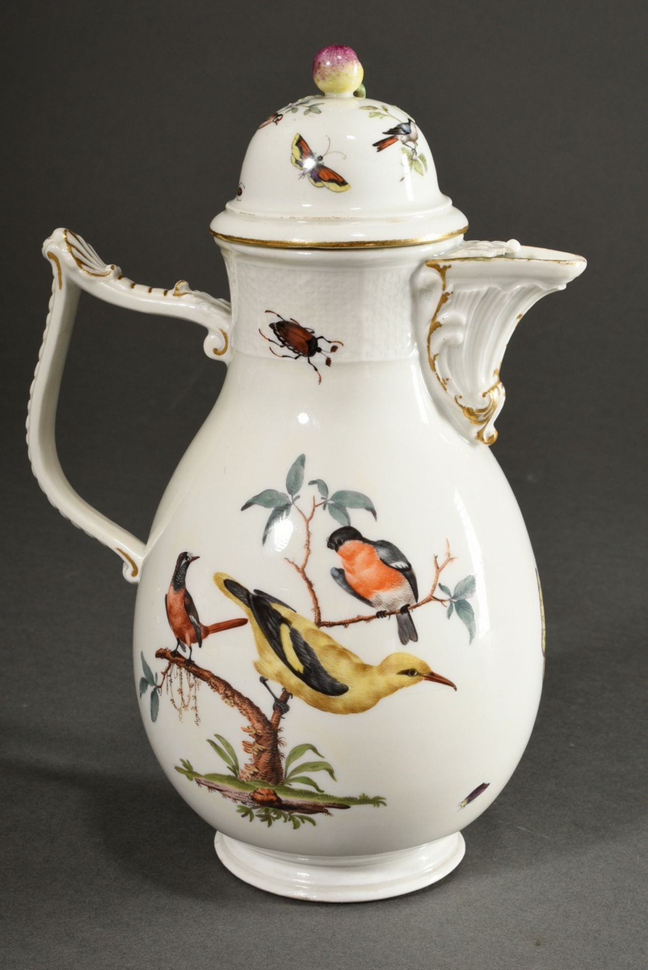 21 Teile Meissen Service mit polychromer „Vogel und Insekten“ Malerei auf Ozier Relief, um 1750, be - Bild 24 aus 27