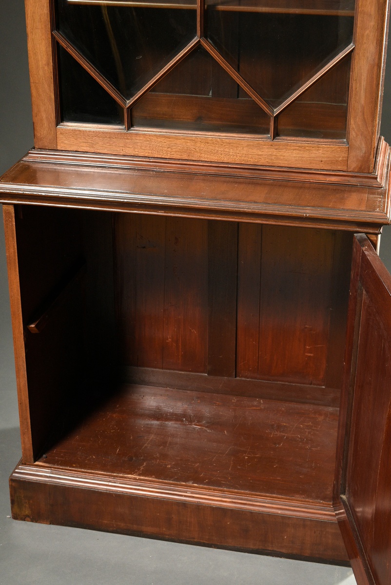 2 English bookcase library cabinets with round gables and floral carving reliefs in the Neoclassica - Image 6 of 14