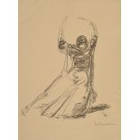 Husmann, Fritz (1896-1982) ‘Mary Wigman’, lithograph, sign. b., monogr. b. in stone, mounted in pas