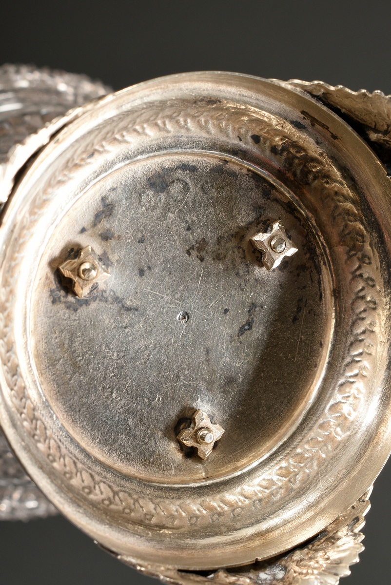 An Empire sugar bowl with a crystal bowl over 3 sculptural dolphins on a round foot with 3 winged p - Image 3 of 3