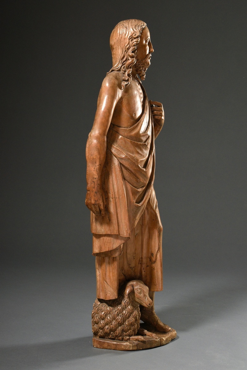 Large saint figure "John the Baptist" with sheep at his feet, attributes not complete, shepherd's c - Image 3 of 9