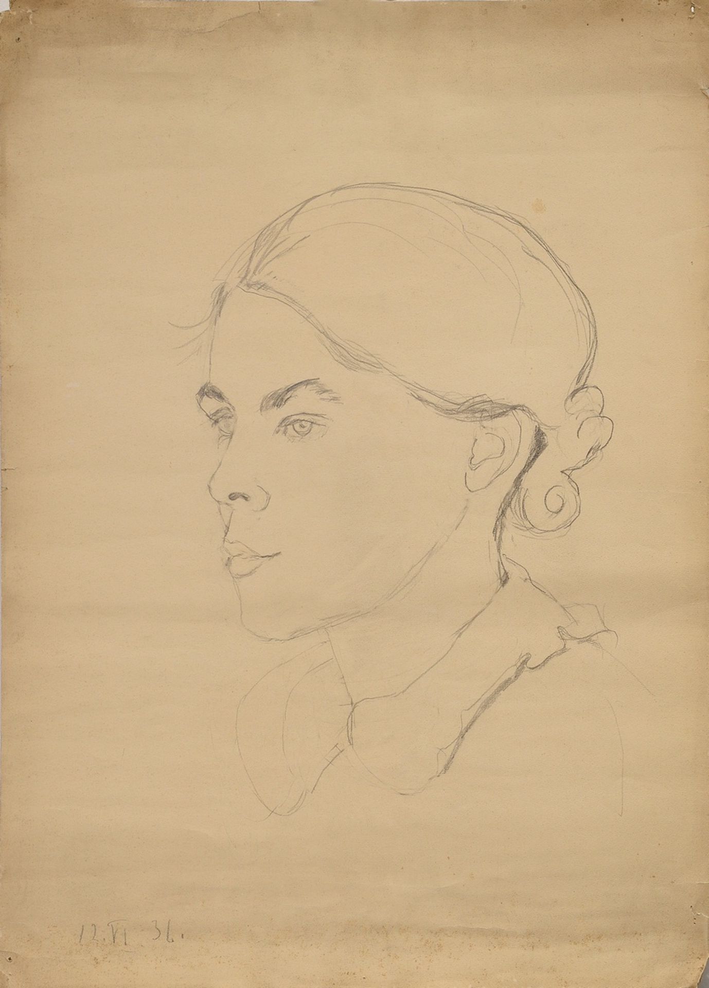 Bargheer, Eduard (1901-1979) "Susanne Bonte (30 years old)" 1936, pencil, b.l. dat. SM 70x49.5cm, s