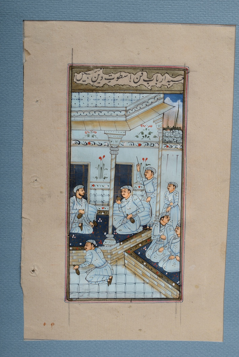7 Various Indo-Persian miniatures "Audience scenes" from manuscripts, 18th/19th century, opaque col - Image 2 of 15