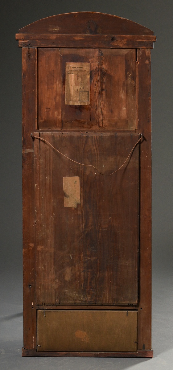 Plain console mirror with segmental pediment, mahogany veneered on softwood, 19th century, 125x50.5 - Image 4 of 5