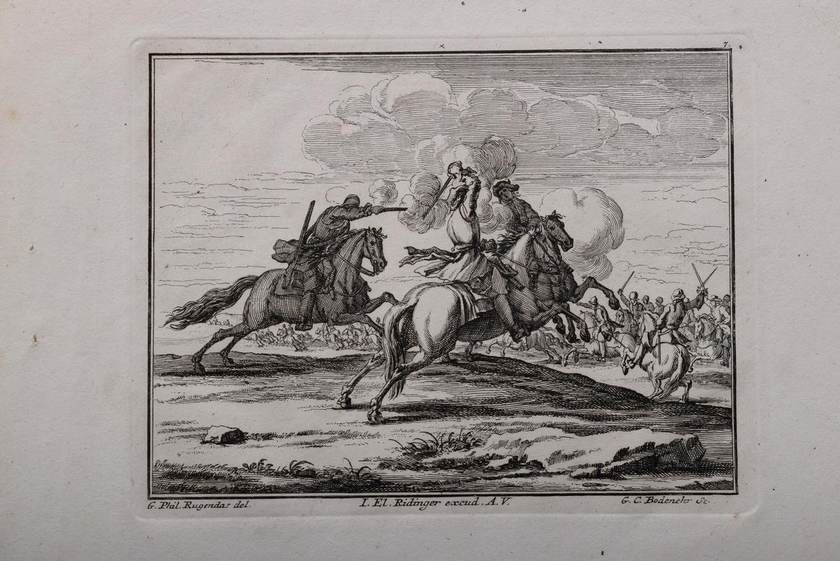 12 Rugendas I, Georg Philipp (1666-1742) "Reiterschlachten", Kupferstiche, gestochen von Georg Conr - Bild 10 aus 14