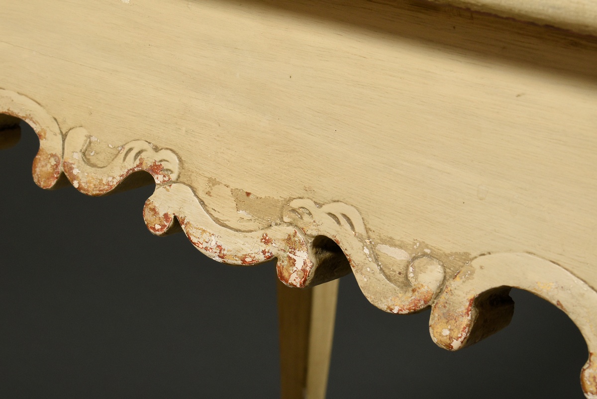 Baroque tea table with octagonal top and carved frame of C and S curves on curved legs, brightly co - Image 4 of 7