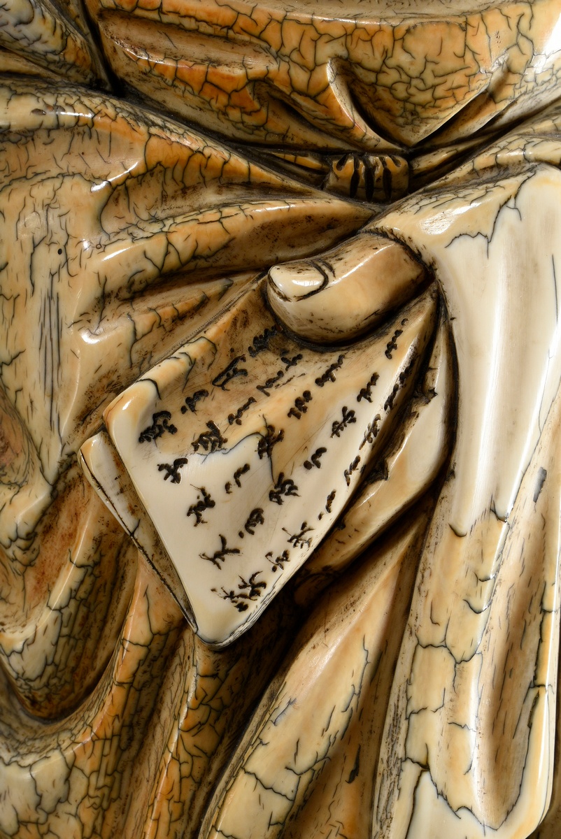 Große Elfenbein Figur "Stehender Gelehrter mit Schriftstück in den Händen", fein ausgearbeitete Fig - Bild 3 aus 10