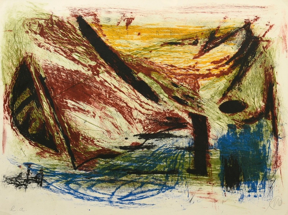 Lüpertz, Markus (*1941) ‘o.T. (Boat)’ 1980/81, colour lithograph, e.a., a. sign./inscr., 57.5x75cm 