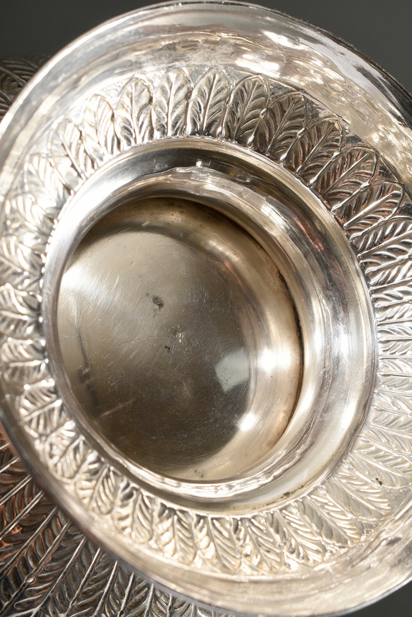 Punchbowl with embossed tendril and leaf decoration on a round base, silver, 253g, h. 12cm, Ø 15.5c - Image 3 of 3