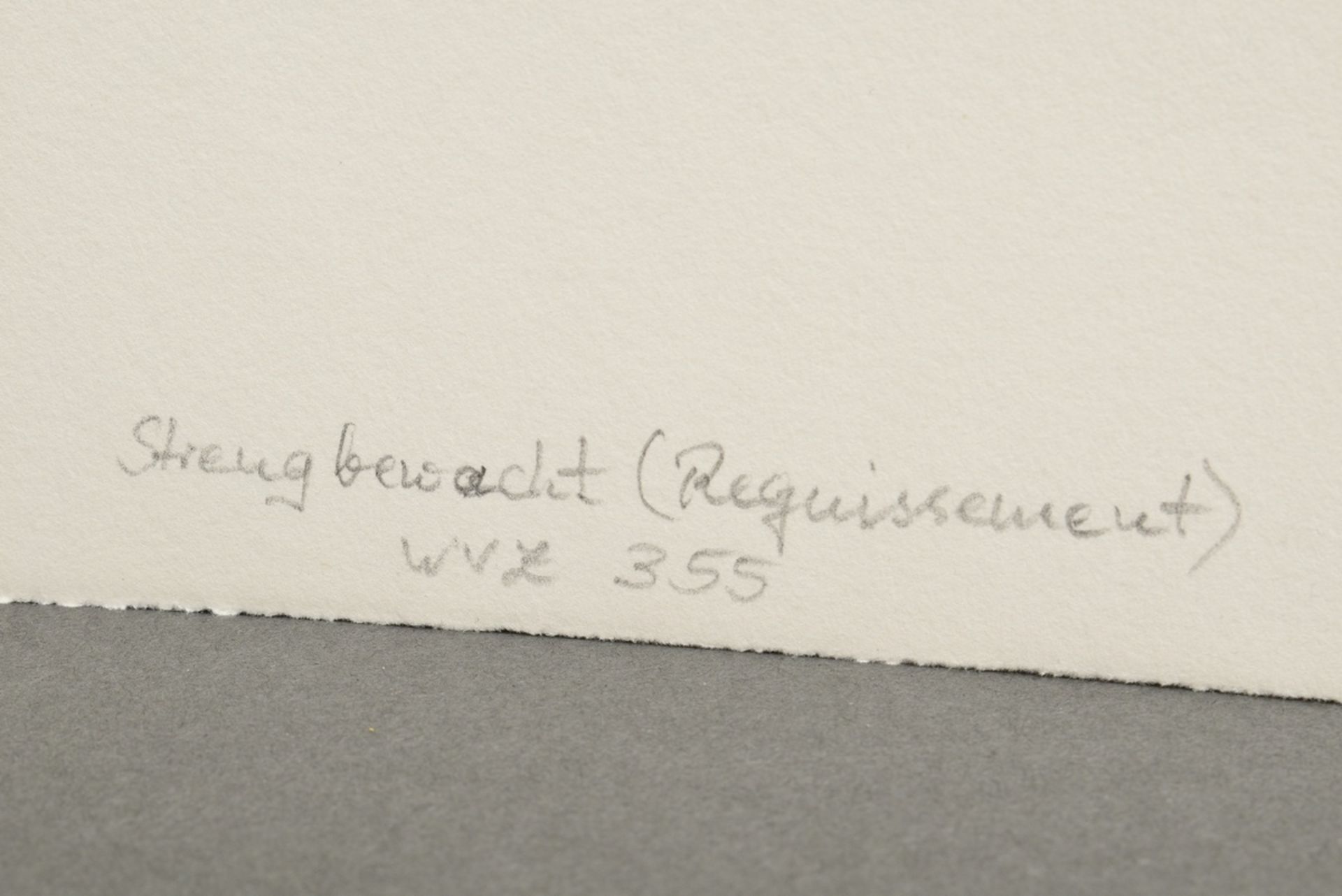 Wunderlich, Paul (1927-2010) "Streng bewacht", Lithographie, e.a., u.l. sign./bez., BM 50x65cm, min - Bild 3 aus 3