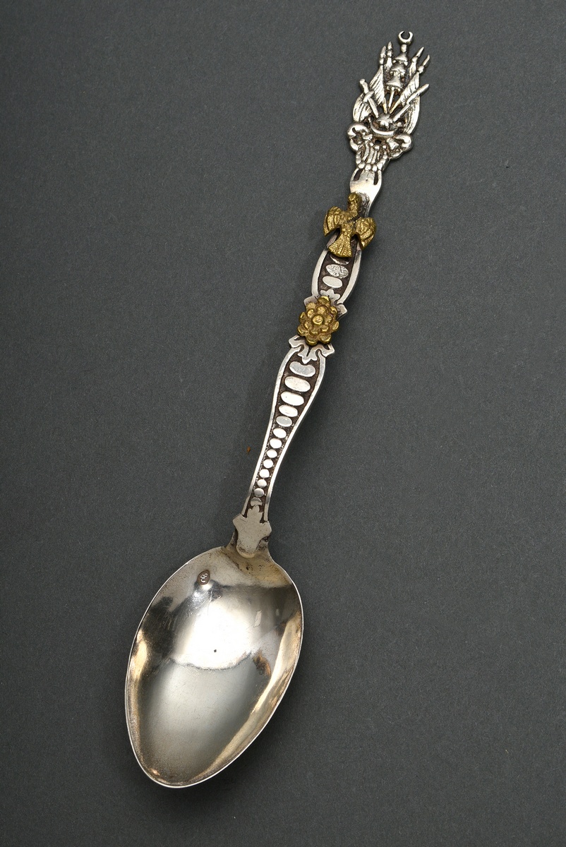 Ottoman ceremonial spoon with sultan's flag, sculptured dove and rose, Turkey 19th century, unknown