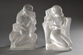 2 Lalique Figuren aus "Quatre Saisons" Jahreszeiten Folge von 1939: "Printemps" und "Été" (Frühling