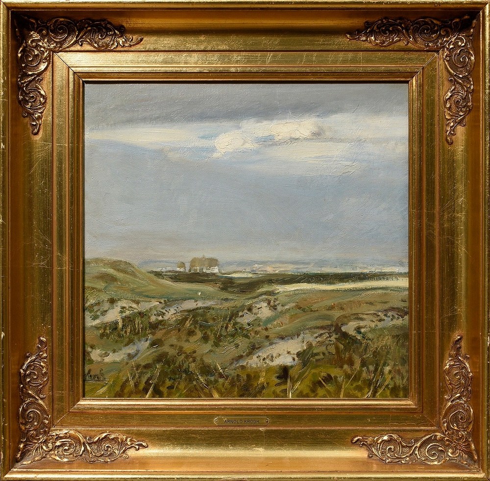 Krog, Arnold (1856-1931) "Weiter Himmel über Dünenlandschaft (bei Kandestederne)", Öl/Leinwand doub - Bild 2 aus 7