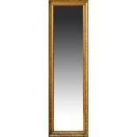 Plain mirror in Berlin moulding, silver leaf lustre with original glass, 19th century, 150x44cm