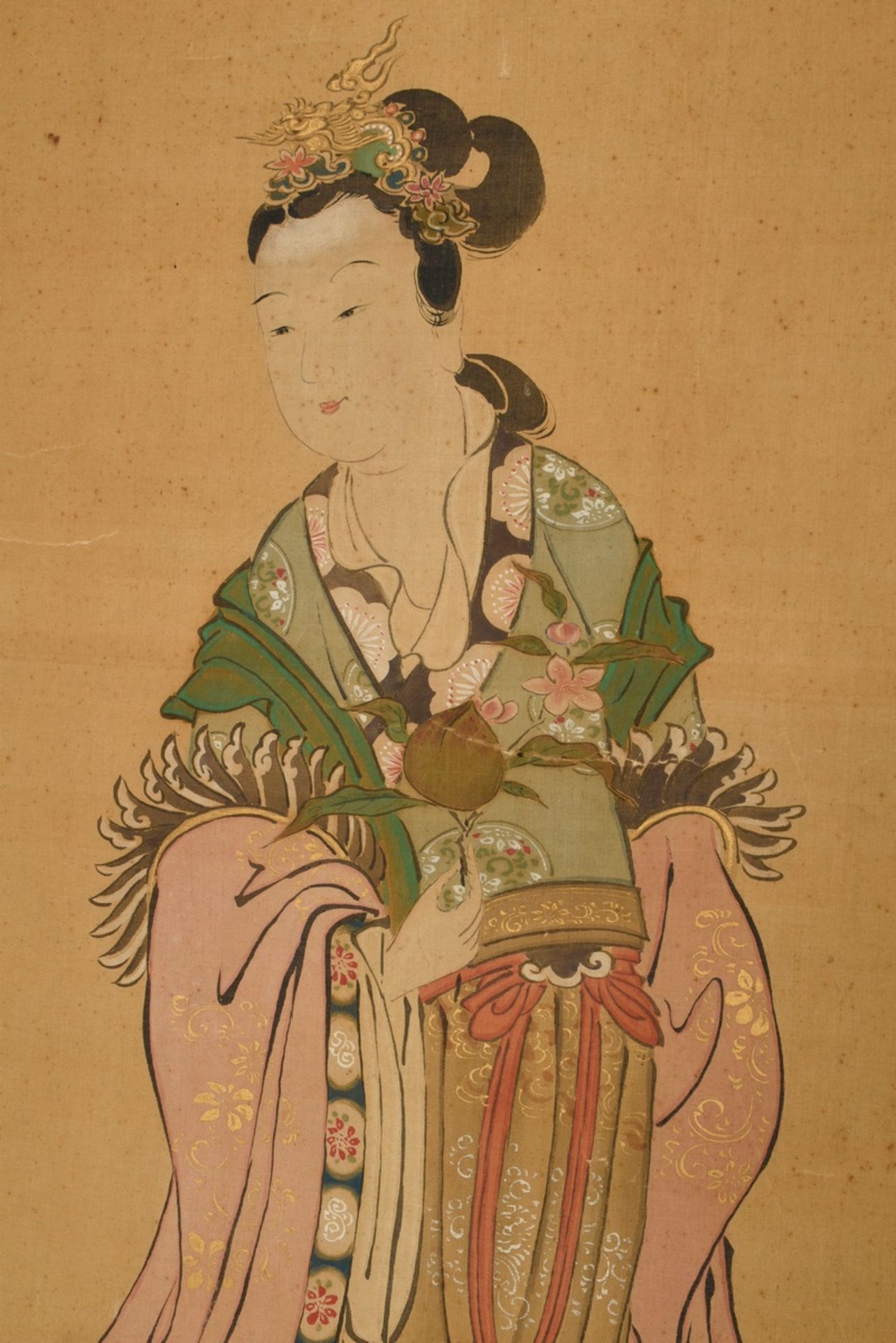 Japanese scroll painting "Seiobo, the Queen Mother of the West waits for a message", ukiyo-e painti - Image 5 of 9